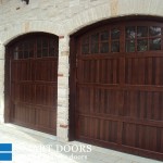 Custom red Oak Wood overhead Garage door installed in Toronto