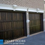 cedar overlay overhead panel garage doors in wood texture