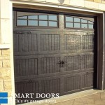 Carriage Style Overhead Garage Doors Installation in wood texture