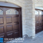 Raised panel fiberglass Garage door with glass insert installed by smart doors in Toronto
