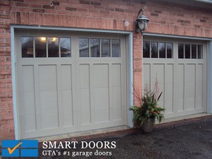 Recessed fiberglass overlay panel garage Door installed in Toronto