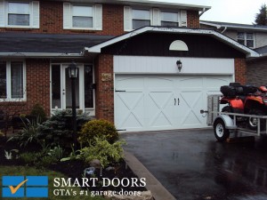 North York home got new Barn style insulated steel panel garage doors