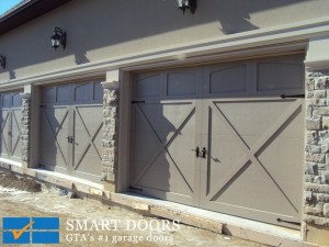 Toronto Installation of Carriage-style wood overlay panel steel frame garage doors