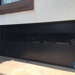 Black Glass Garage Door with see through glass panel Installation in Oakville