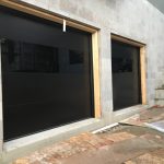 Smooth Garage Doors with full view glass panel Installation Project in Toronto