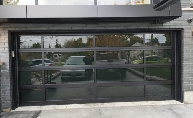 Black Full View glass garage doors in Richmond Hill