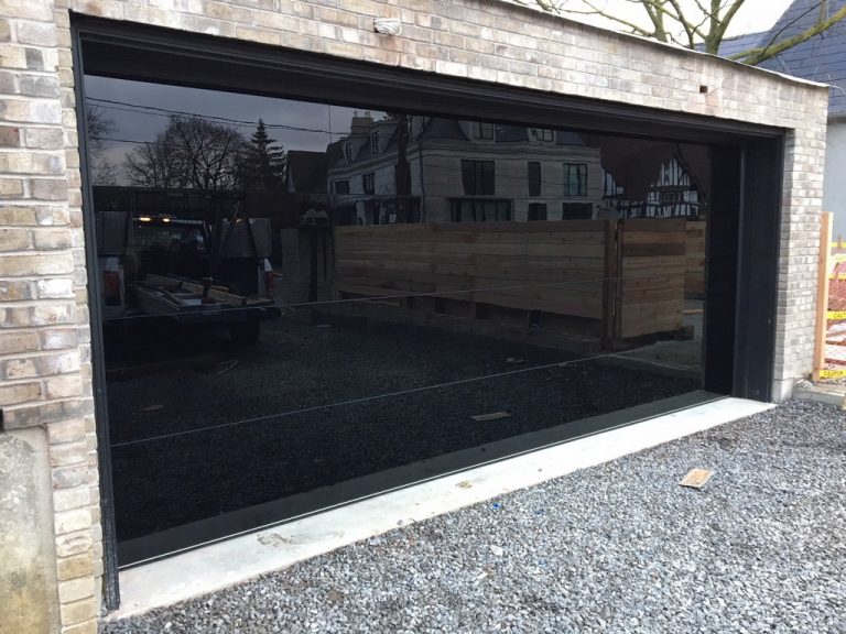 Toronto Installation of Modern Black Glass Garage Doors