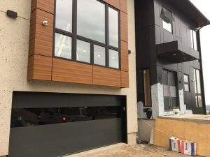 Aluminum frame garage doors with glass insert