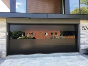Smooth Black flush panel Glass Garage Doors