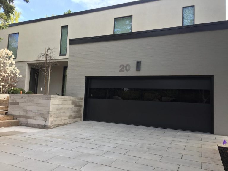 Modern full view smooth panel garage door installed North York, Toronto