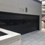 Modern flush panel fiberglass Garage door installation North York, Toronto