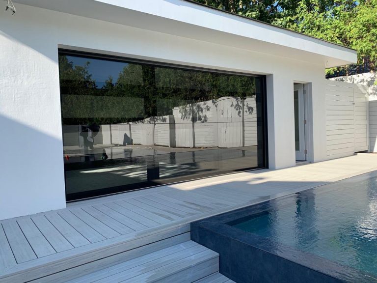 Modern all glass full view garage door