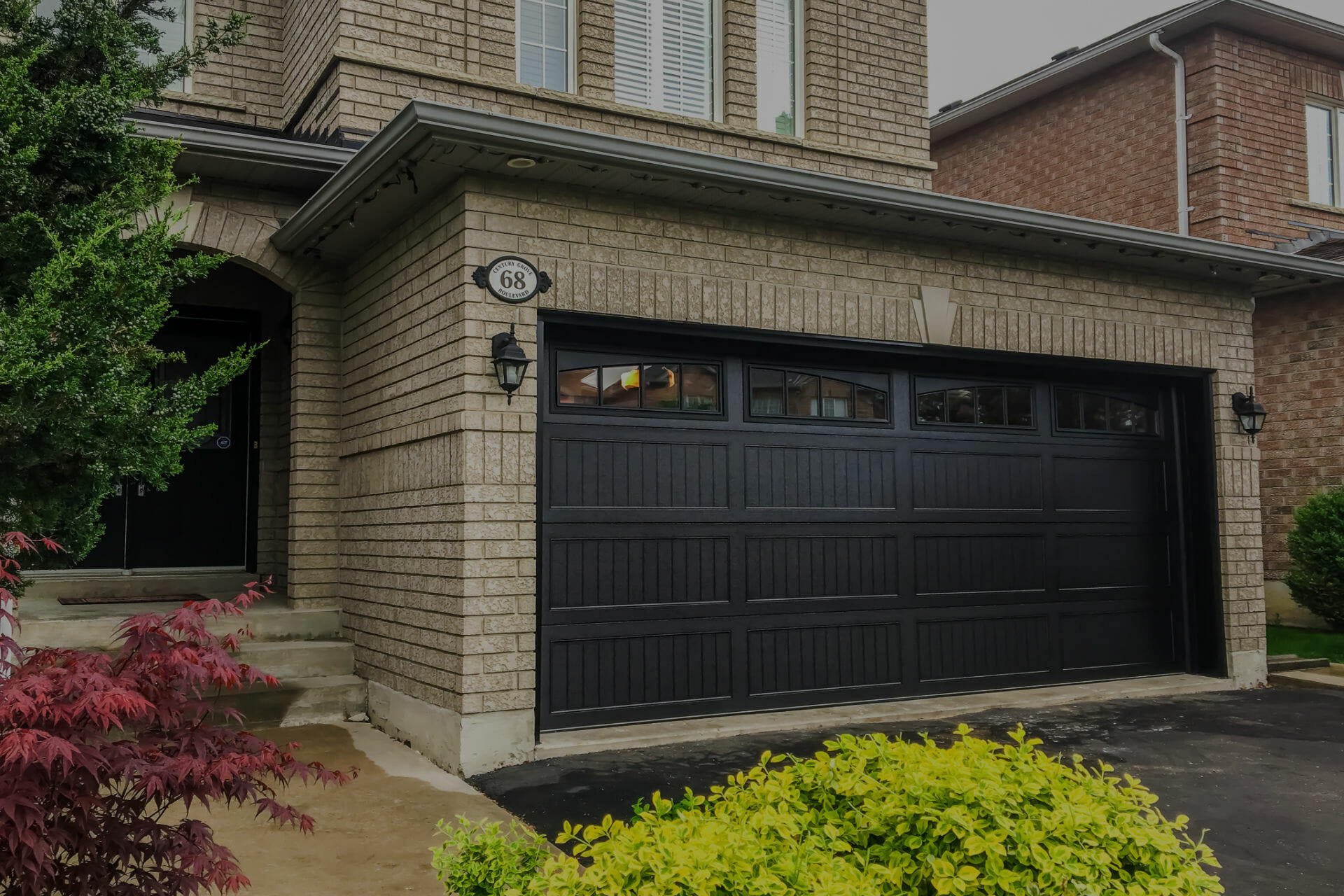 Classic design garage door with window inserts